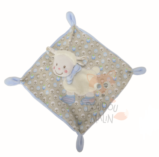  mouton bisou baby comforter sheep white blue 